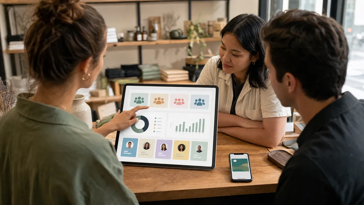 Shopify team reviewing Klaviyo loyalty segments on tablet